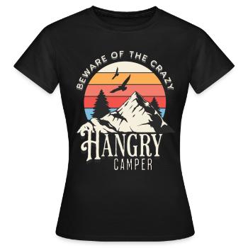 Attention au campeur affamé - T-shirt Femme - noir - Devant - AI Model Female 172 dark (172cm)