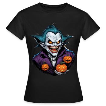 Halloween - Vampir Blutsauger Grusel mit Kürbis - Frauen T-Shirt - Schwarz - Vorne - AI Model Female 172 dark (172cm)