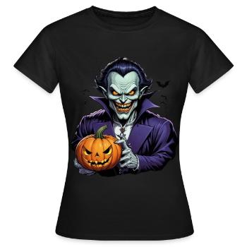 Halloween - Vampir Blutsauger Grusel mit Kürbis - Frauen T-Shirt - Schwarz - Vorne - AI Model Female 172 dark (172cm)