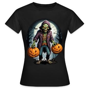 Zombie Joyeux Halloween Citrouilles effrayantes - T-shirt Femme - noir - Devant - AI Model Female 172 dark (172cm)
