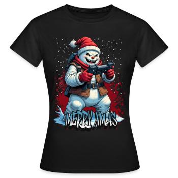 Méchant Noël Gamer Bonhomme de neige Joyeux Noël - T-shirt Femme - noir - Devant - AI Model Female 172 dark (172cm)