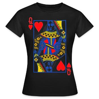 Spielkarte Herz Dame - Frauen T-Shirt - Schwarz - Vorne - AI Model Female 172 dark (172cm)