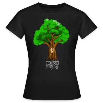 TREE O CLOCK LES ROOTS DU TEMPS LES ROOTS DU TEMPS - T-shirt Femme - noir - Devant - AI Model Female 172 dark (172cm)