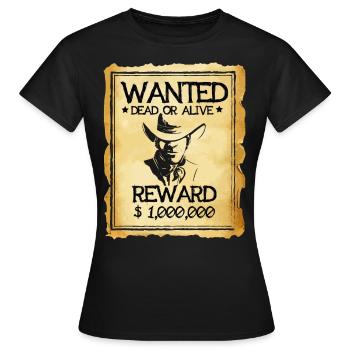 Wanted - Recherché - T-shirt Femme - noir - Devant - AI Model Female 172 dark (172cm)