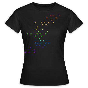 Sterne Regenbogen bunt Sternengalaxie Geschenkidee - Frauen T-Shirt - Schwarz - Vorne - AI Model Female 172 dark (172cm)
