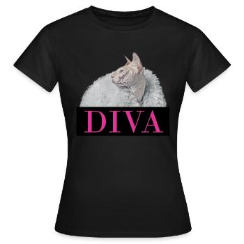 Chat nu - DIVA - T-shirt Femme - noir - Devant - AI Model Female 172 dark (172cm)