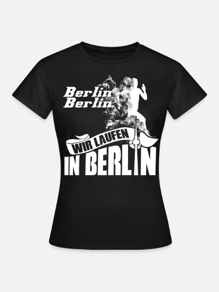 Berlin Marathon läufer laufen sprinter shirt motiv - Frauen T-Shirt - Schwarz