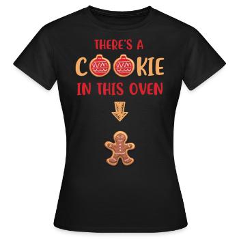Weihnachten Schwangerschaft Verkündung baby cookie - Frauen T-Shirt - Schwarz - Vorne - AI Model Female 172 dark (172cm)