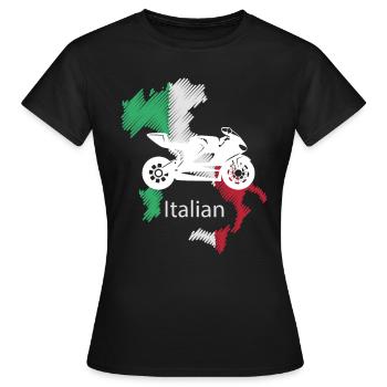 Sportbike Motorrad Italien Karte Kunst Geschenk - Frauen T-Shirt - Schwarz - Vorne - AI Model Female 172 dark (172cm)