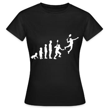 EVOLUTION BADMINTON Shirt Motiv Federball weiß - Frauen T-Shirt - Schwarz - Vorne - AI Model Female 172 dark (172cm)