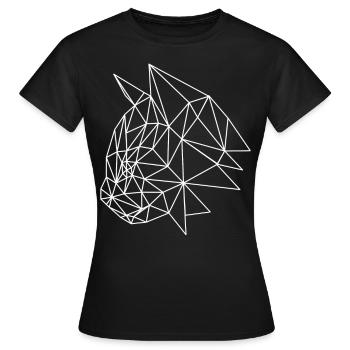 Tête de chat polygone tête de chat motif chemise blanche - T-shirt Femme - noir - Devant - AI Model Female 172 dark (172cm)