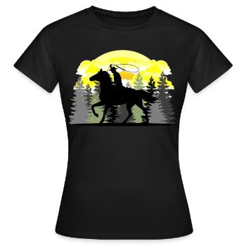 Westernreiten - Frauen T-Shirt - Schwarz - Vorne - AI Model Female 172 dark (172cm)