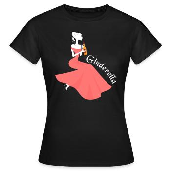 Ginderella Gin JGA Junggesellinnen Abschied Party - Frauen T-Shirt - Schwarz - Vorne - AI Model Female 172 dark (172cm)