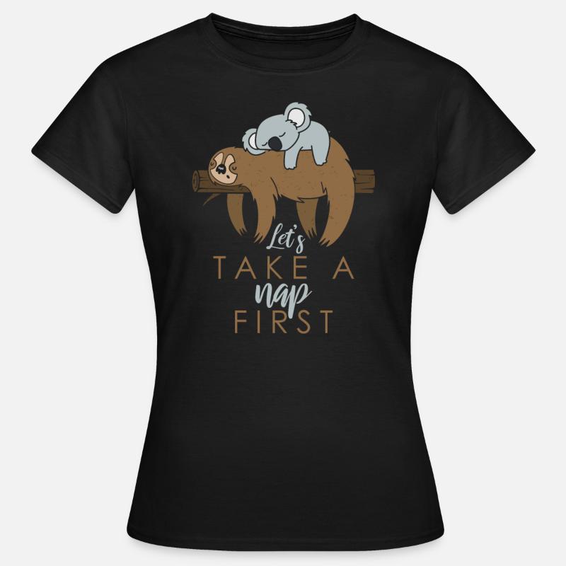 Sloth koala sleeping funny nap animals - Women's T-Shirt - black