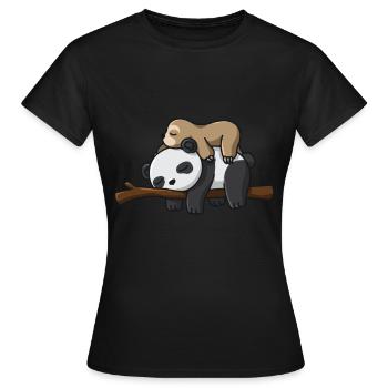 Panda Faultier Liebhaber niedlich schlafende nette - Frauen T-Shirt - Schwarz - Vorne - AI Model Female 172 dark (172cm)