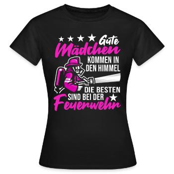 Feuerwehr Fire Fighter Feuerwehrmann Löschfahrzeug - Frauen T-Shirt - Schwarz - Vorne - AI Model Female 172 dark (172cm)