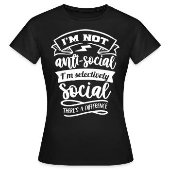 antisozial, faul, sarkastisch - Frauen T-Shirt - Schwarz - Vorne - AI Model Female 172 dark (172cm)