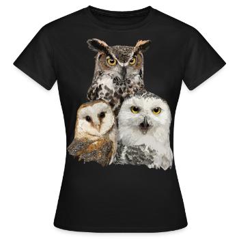 Owls and owl - Women's T-Shirt - black - Front - AI Model Female 172 dark (172cm)