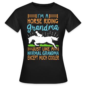 Reitende Oma Geschenk Reiterin Reiten Pferde - Frauen T-Shirt - Schwarz - Vorne - AI Model Female 172 dark (172cm)