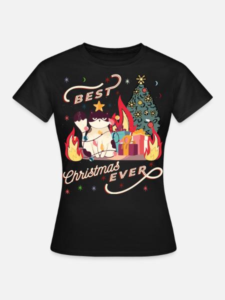 Weihnachten Katzen chaos - Frauen T-Shirt - Schwarz