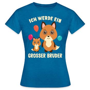 Big brother baby fox - Women's T-Shirt - antique blue sapphire heather - Front - AI Model Female 172 dark (172cm)