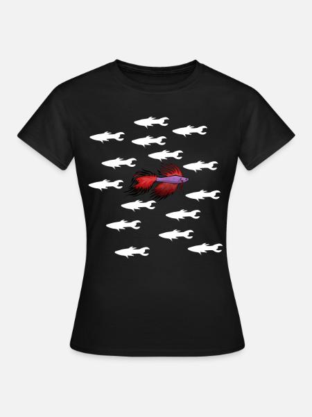 Kampffisch schwimmt gegen den Strom Guppys - Frauen T-Shirt - Schwarz