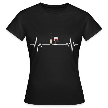 Wein Herzschlag Wine Heartbeat Weinliebhaber - Frauen T-Shirt - Schwarz - Vorne - AI Model Female 172 dark (172cm)