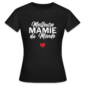 mamie cadeau grand mère fete des grands meres - T-shirt Femme - noir - Devant - AI Model Female 172 dark (172cm)