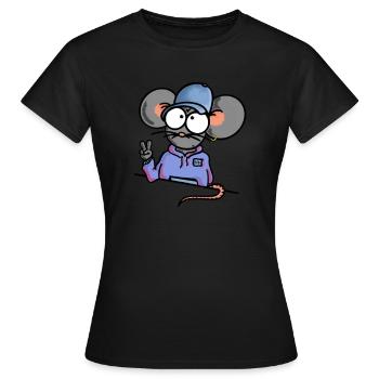 Souris montre la paix - T-shirt Femme - noir - Devant - AI Model Female 172 dark (172cm)