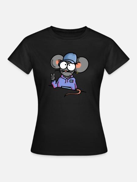 Mouse shows Peace - Women's T-Shirt - black
