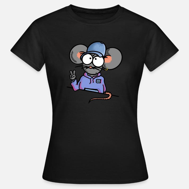 Mouse shows Peace - Women's T-Shirt - black