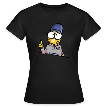 Duck with cap middle finger - Women's T-Shirt - black - Front - AI Model Female 172 dark (172cm)