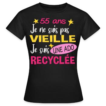 55 ans anniversaire mamie. Fête des Mères humour - T-shirt Femme - noir - Devant - AI Model Female 172 dark (172cm)