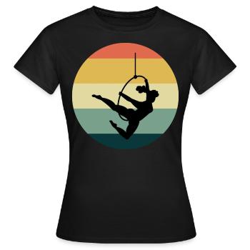 Luft Reifen Lyra Zirkus Akrobatik Vintage Retro - Frauen T-Shirt - Schwarz - Vorne - AI Model Female 172 dark (172cm)