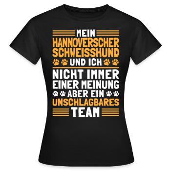 Hannoverscher Schweißhund und Ich Jagdhund - Frauen T-Shirt - Schwarz - Vorne - AI Model Female 172 dark (172cm)