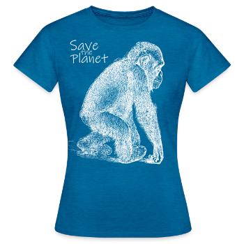 Monkey Baby - Sauvez la planète - T-shirt Femme - bleu saphir antique chiné - Devant - AI Model Female 172 dark (172cm)