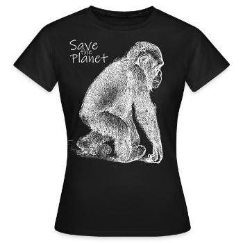 Monkey Baby - Save the Planet - Women's T-Shirt - black - Front - AI Model Female 172 dark (172cm)