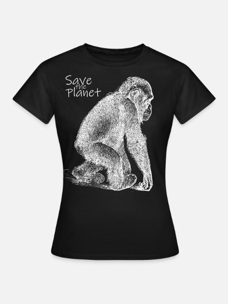 Affen Baby - Rettet den Planeten - Frauen T-Shirt - Schwarz