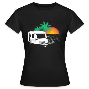 Wohnwagen Relax Ausflug - Frauen T-Shirt - Schwarz - Vorne - AI Model Female 172 dark (172cm)