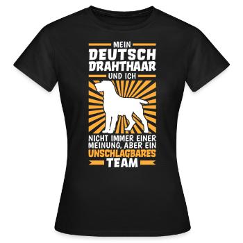 Mein Deutsch Drahthaar und Ich sind unschlagbar - Frauen T-Shirt - Schwarz - Vorne - AI Model Female 172 dark (172cm)