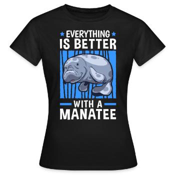 Tout va mieux avec les mammifères marins lamantins - T-shirt Femme - noir - Devant - AI Model Female 172 dark (172cm)