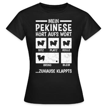 Pekinese Hundetricks Peking-Palasthund - Frauen T-Shirt - Schwarz - Vorne - AI Model Female 172 dark (172cm)