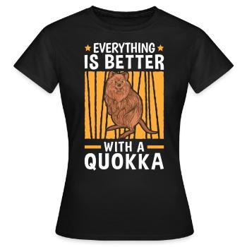 Alles ist besser mit Quokka Beuteltier - Frauen T-Shirt - Schwarz - Vorne - AI Model Female 172 dark (172cm)