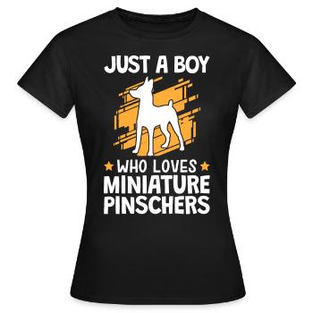 Garçon le pinscher nain aime Pinscher - T-shirt Femme - noir - Devant - AI Model Female 172 dark (172cm)