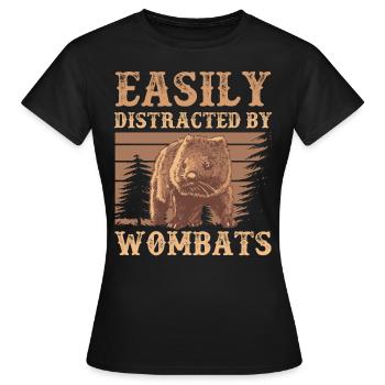 Distrait par Wombat Australia Marsupial - T-shirt Femme - noir - Devant - AI Model Female 172 dark (172cm)