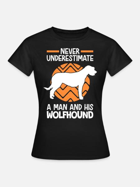 Frau mit Irischer Wolfshund Irish Wolfhound - Dame-T-shirt - sort