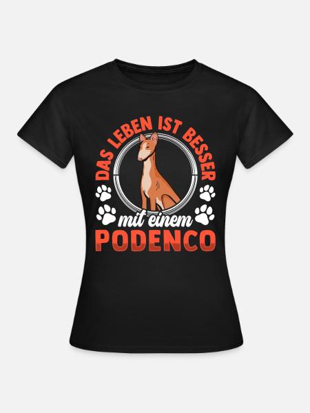 Leben mit Podenco spanischer Podenco - Frauen T-Shirt - Schwarz