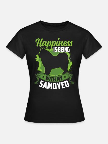 Samojede ist glücklich sein Samojedenspitz - Frauen T-Shirt - Schwarz