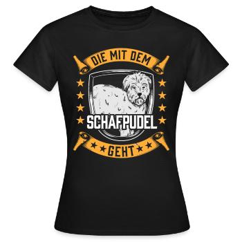 Die mit dem Schafpudel altdeutscher Hütepudel - Frauen T-Shirt - Schwarz - Vorne - AI Model Female 172 dark (172cm)