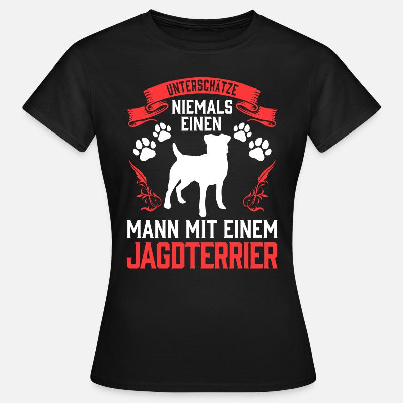 Mann mit Jagdterrier Deutscher Jagdterrier - Frauen T-Shirt - Schwarz
